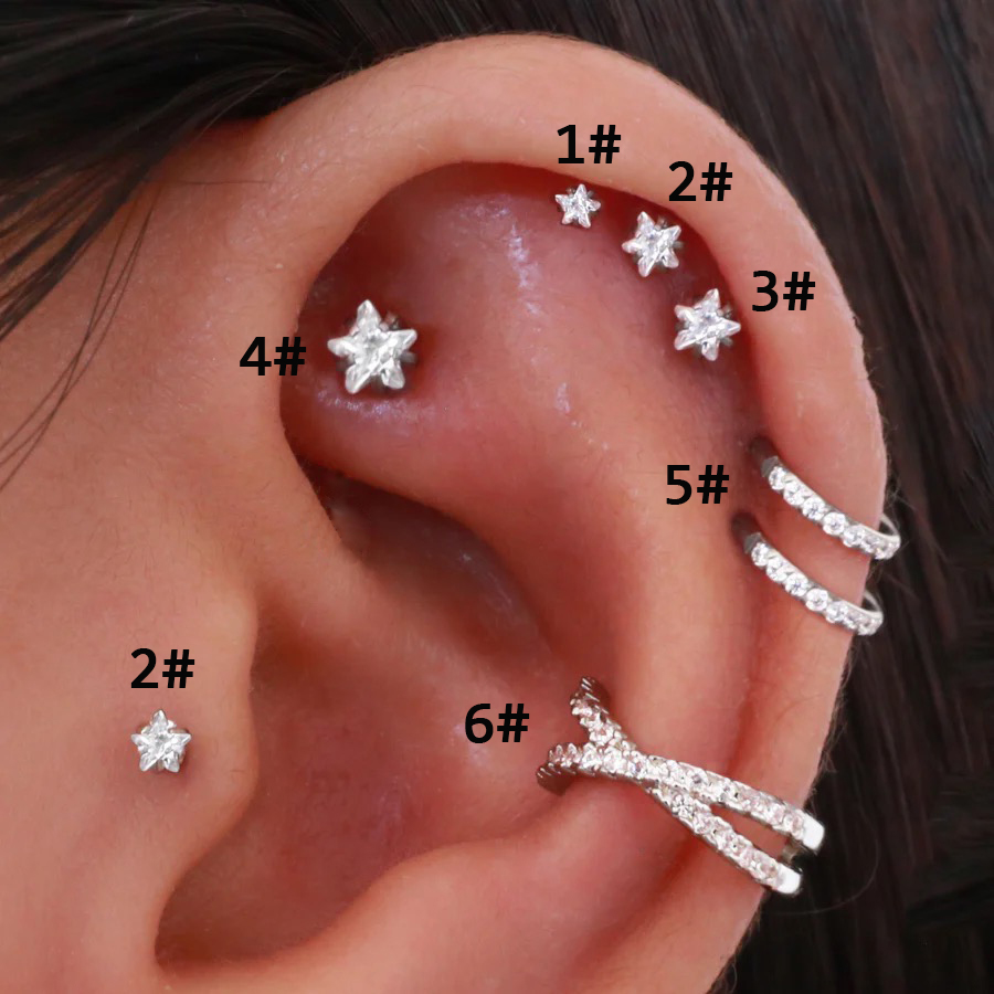 Body Jewelry Trend - Helix Piercing Star Earrings Women 1pc