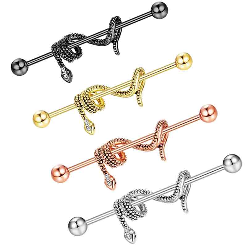 Industrial Barbell Long - Crystal Snake Industrial Earrings Stainless steel