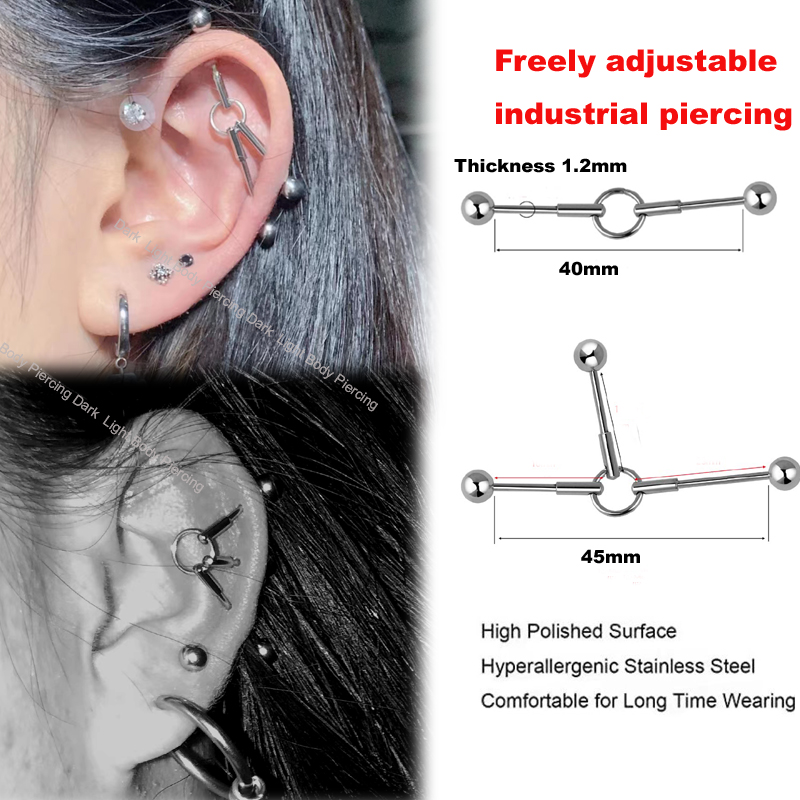 Body Jewelry Industrial - 1PC New Movable Stainless Steel Ear