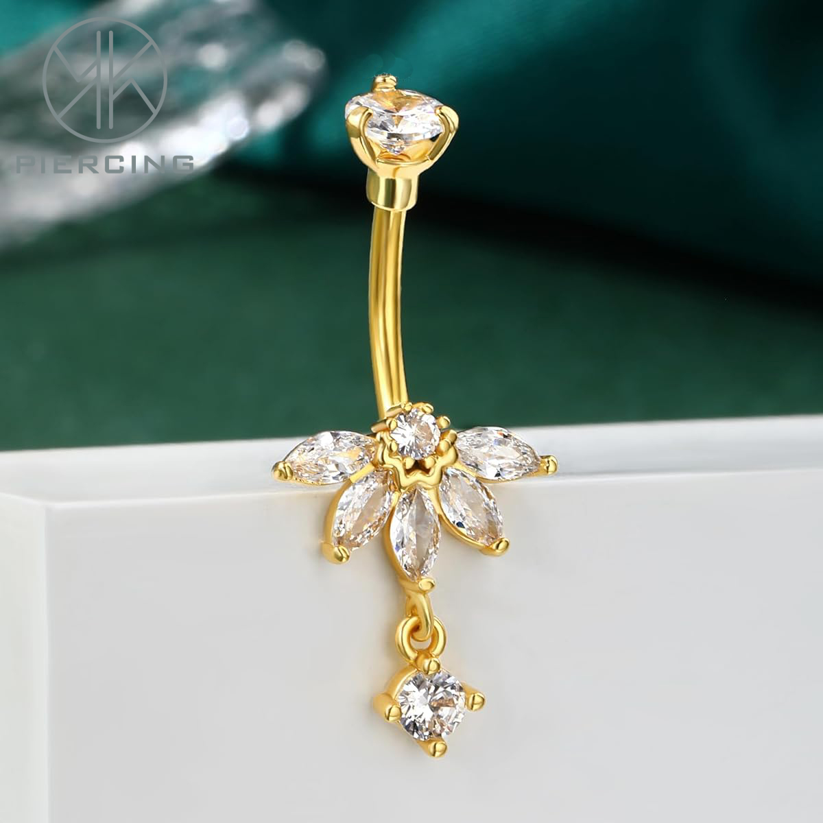 Lotus-design CZ Belly Button R - đánh giá và giá Belly Bar Titanium