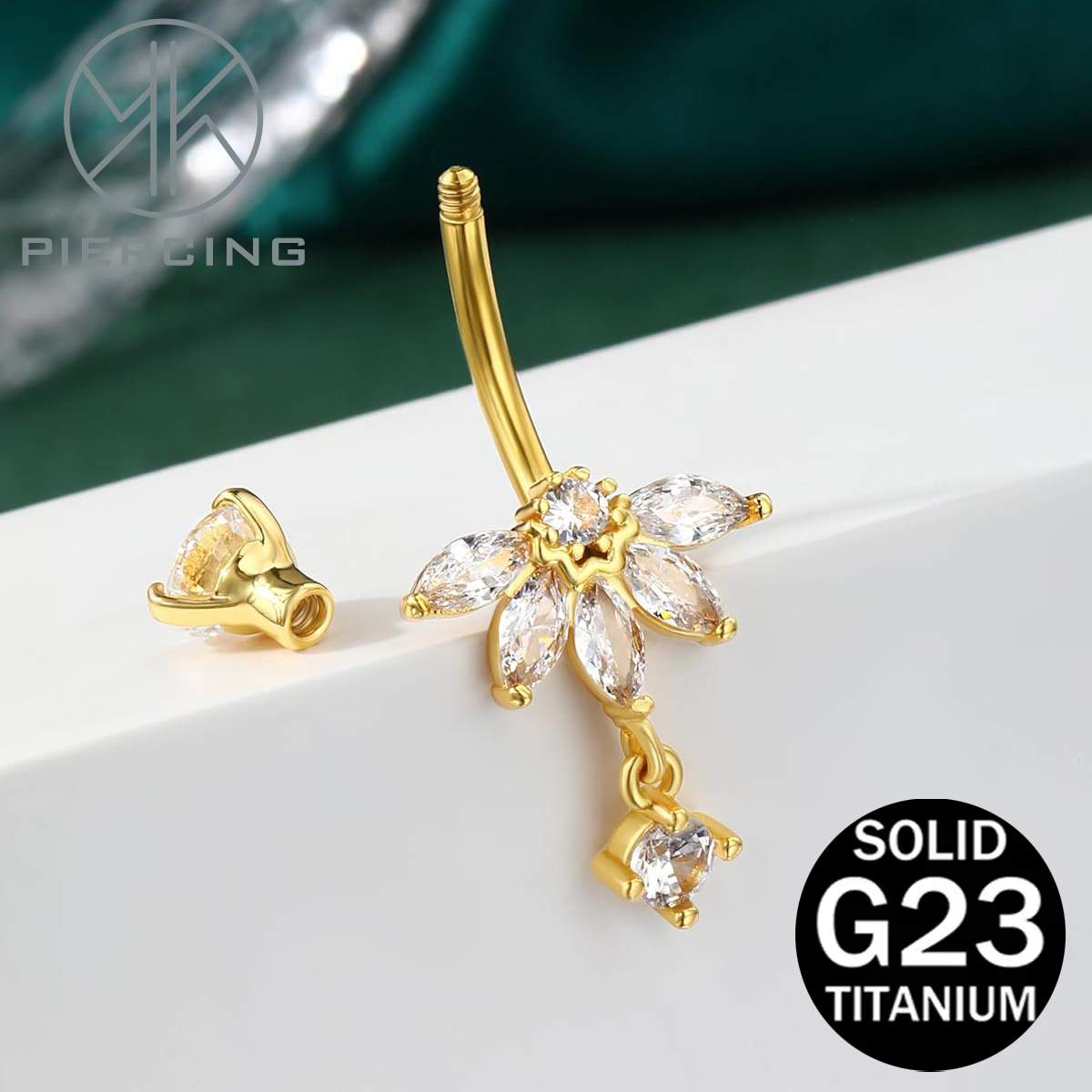 Lotus-design CZ Belly Button R - đánh giá và giá Belly Bar Titanium