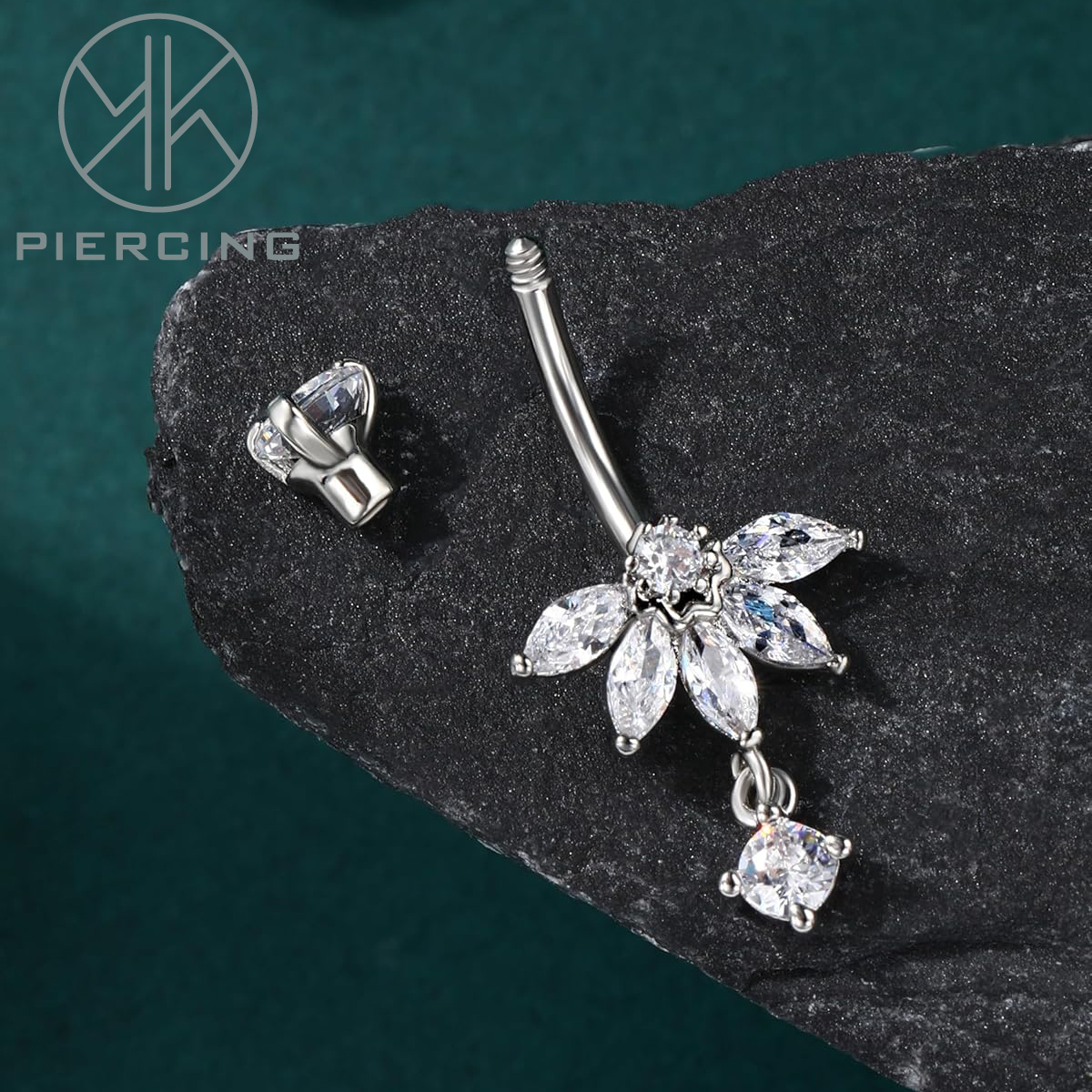 Lotus-design CZ Belly Button R - đánh giá và giá Belly Bar Titanium