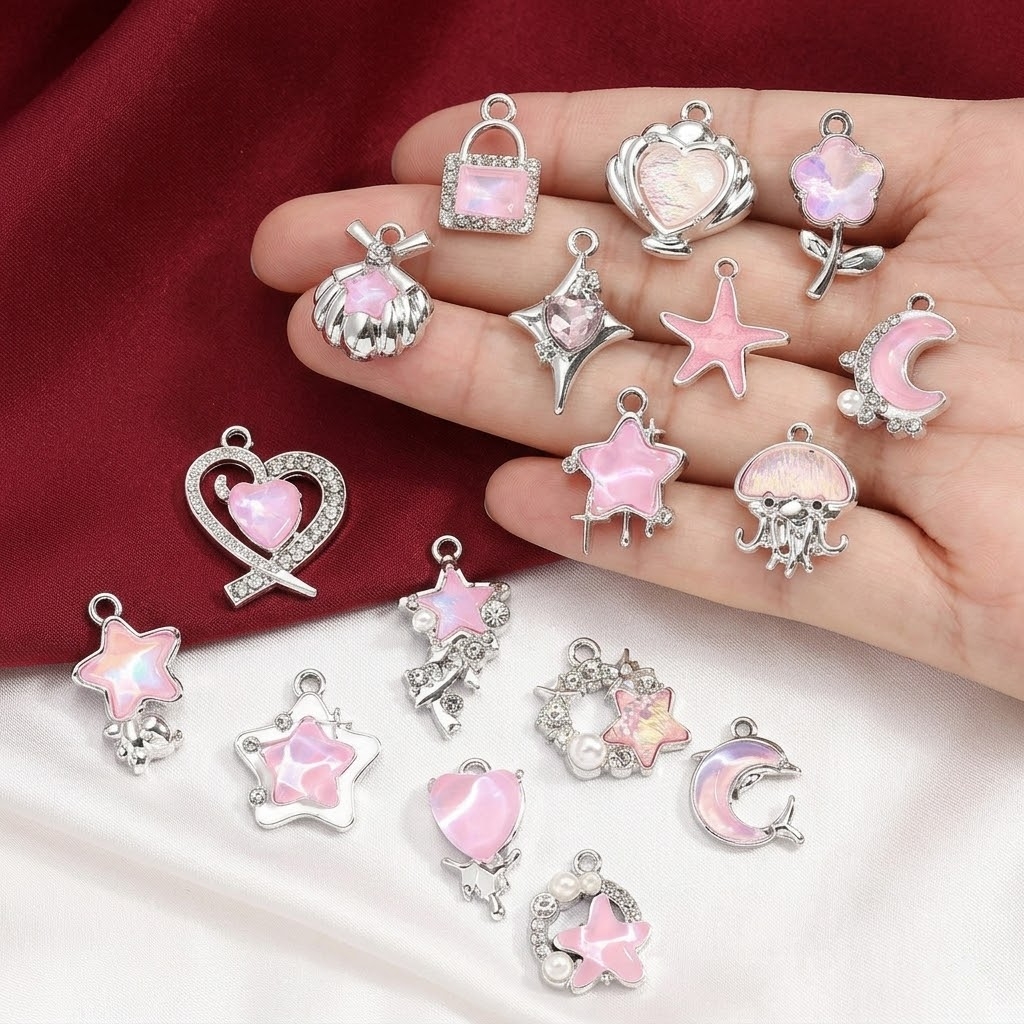10pcs Purple Pink Heart Enamel - đánh giá và giá Body Jewelry Y2K