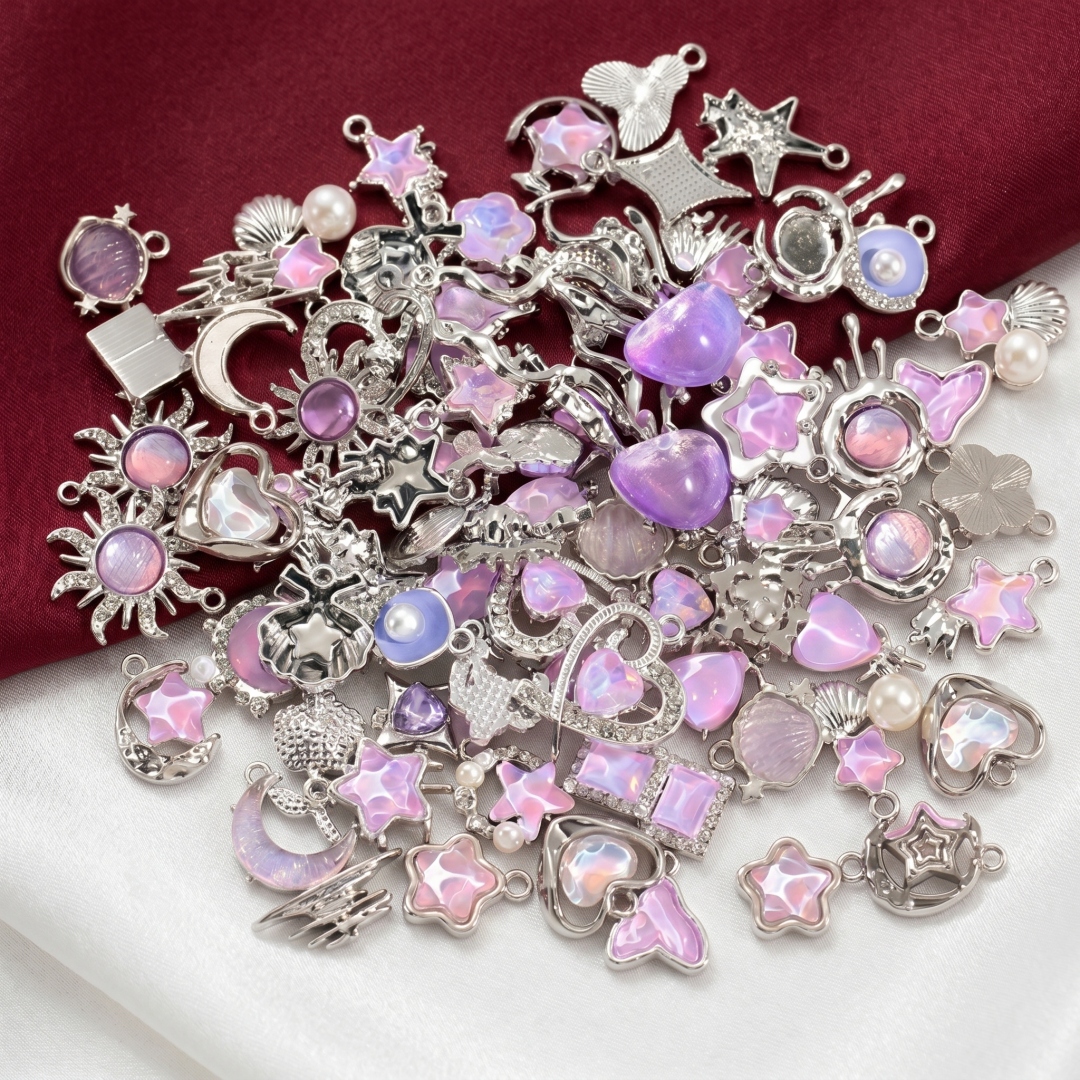 10pcs Purple Pink Heart Enamel - đánh giá và giá Body Jewelry Y2K
