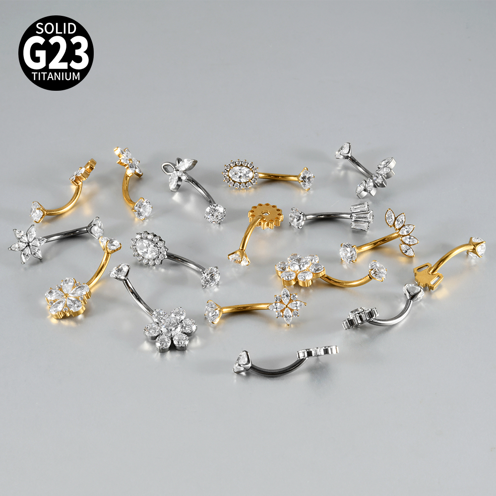 1PC Titanium Carved Zircon Bel - đánh giá và giá Belly Bar Titanium