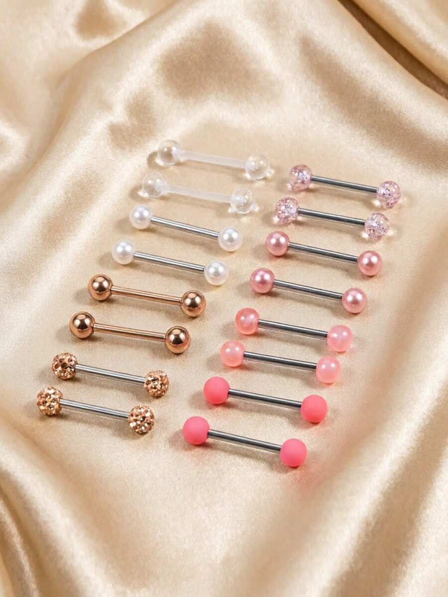 16Pcs Multi-Color Round Ball T - đánh giá và giá Body Jewelry Nipple Rings