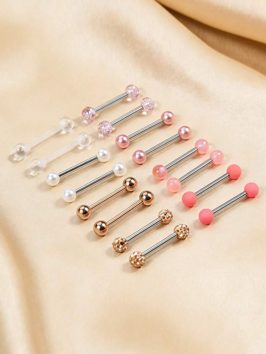 16Pcs Multi-Color Round Ball T - đánh giá và giá Body Jewelry Nipple Rings