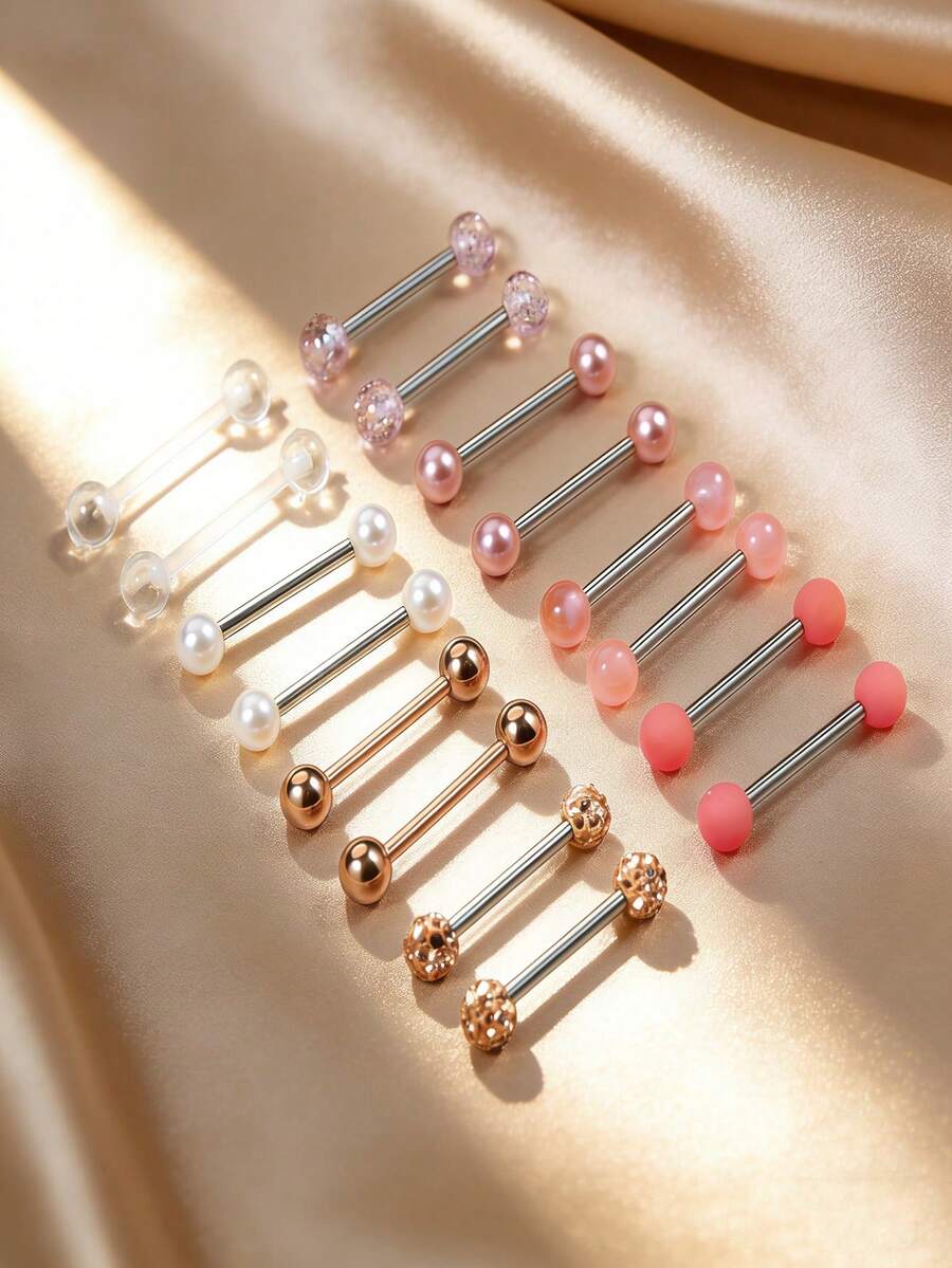 16Pcs Multi-Color Round Ball T - đánh giá và giá Body Jewelry Nipple Rings