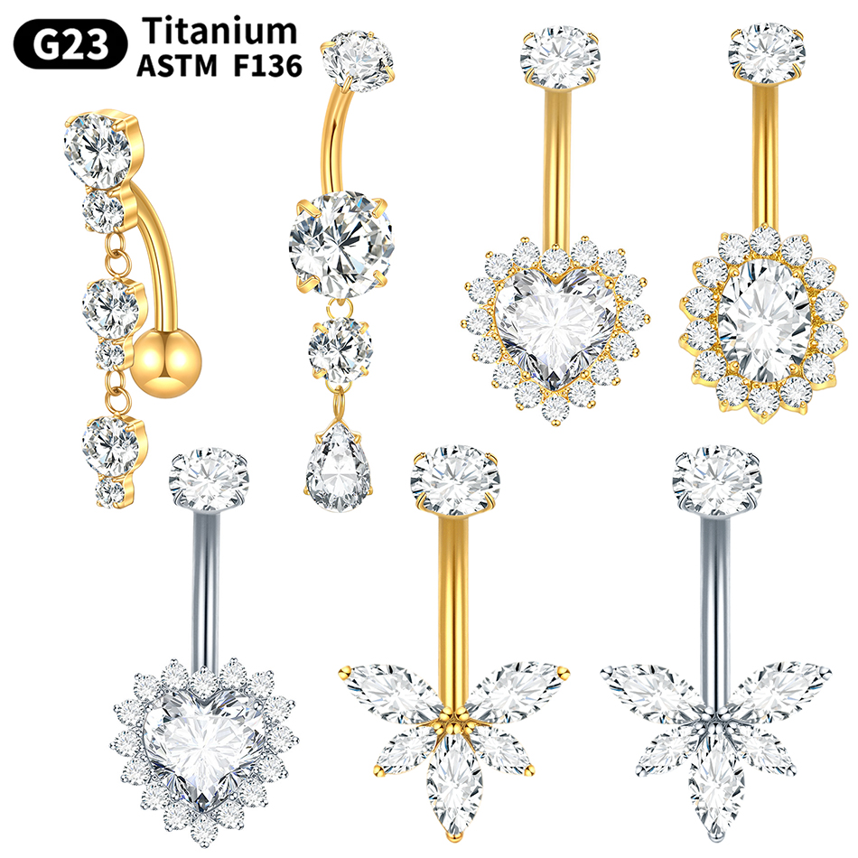 1PC Titanium Navel Piercing14G - đánh giá và giá Belly Bar Titanium