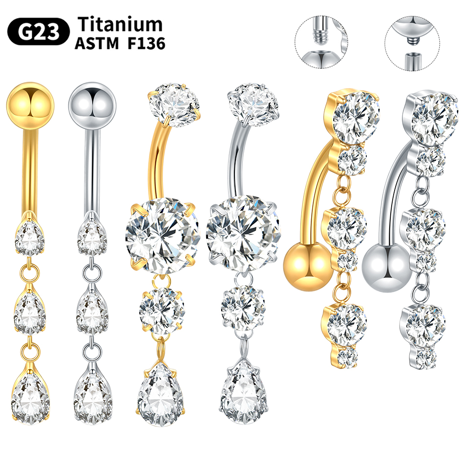 1/5Pcs ASTM F136 Titanium 14G  - đánh giá và giá Belly Bar Titanium