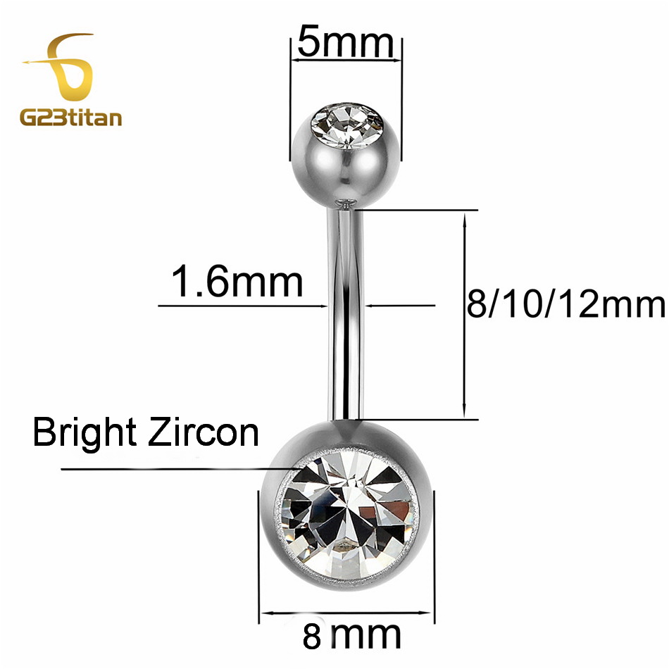 G23Titian 14G 8mm 10mm 12mm Su - đánh giá và giá Belly Bar Titanium