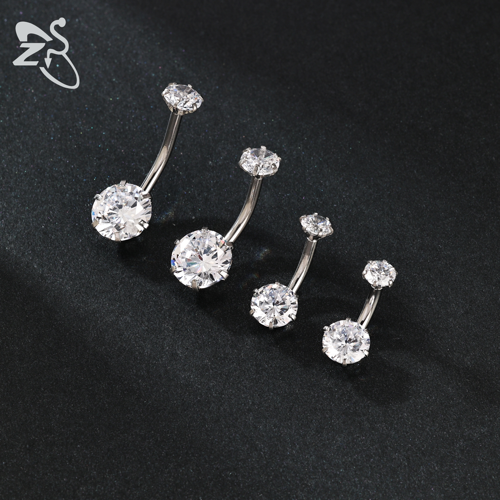 ZS 1 Piece 14G Stainless Steel - đánh giá và giá Belly Bar Titanium