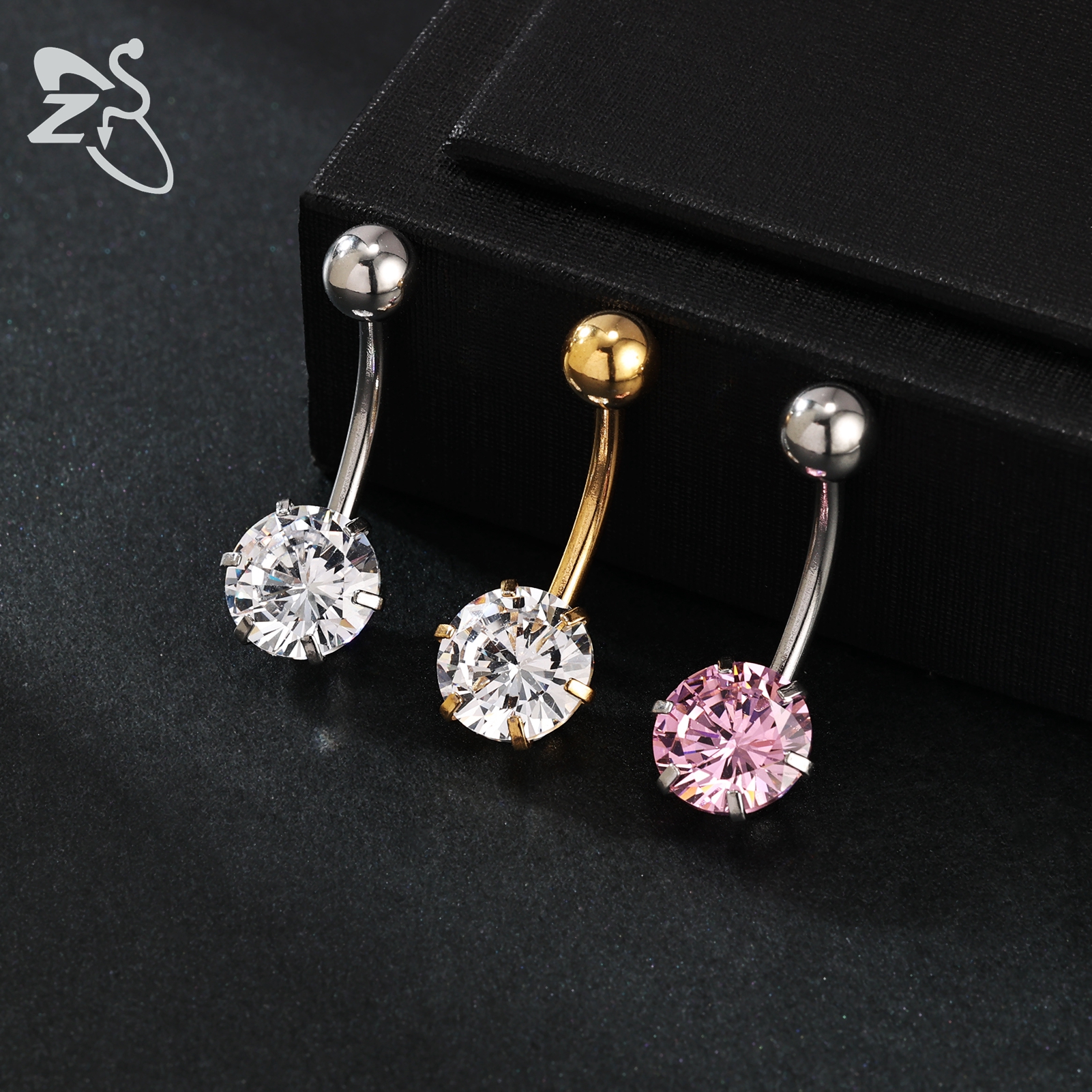 ZS 1 Piece 14G Stainless Steel - đánh giá và giá Belly Bar Titanium
