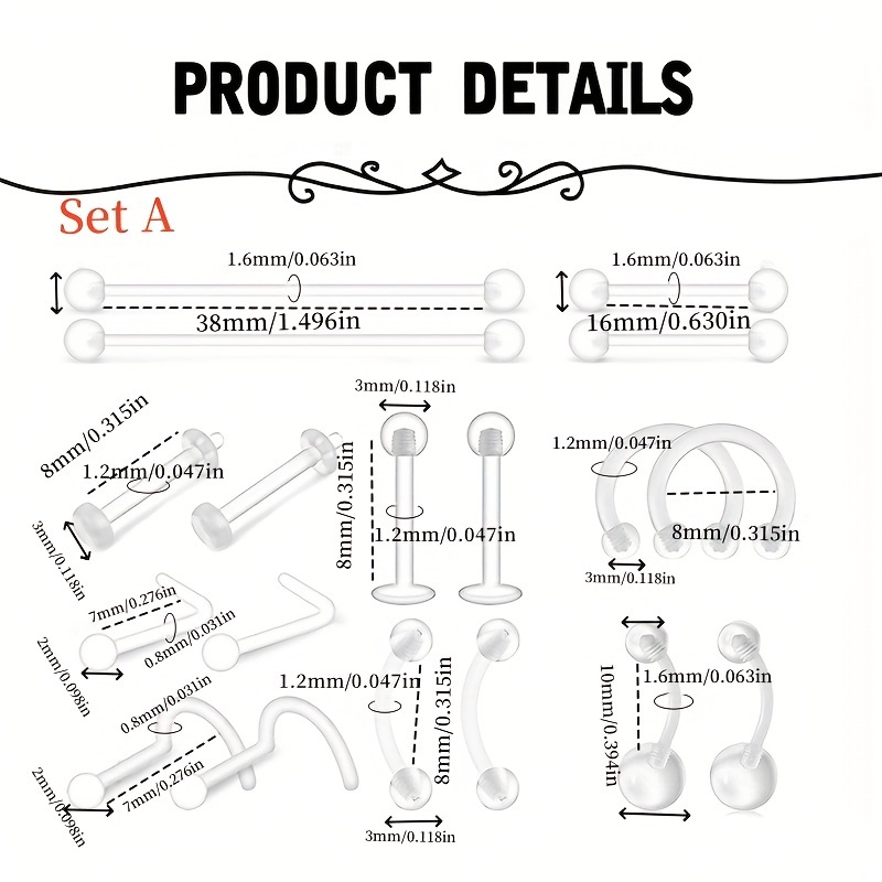 36pcs Piercing Kit Retainers P - đánh giá và giá Body Jewelry Industrial