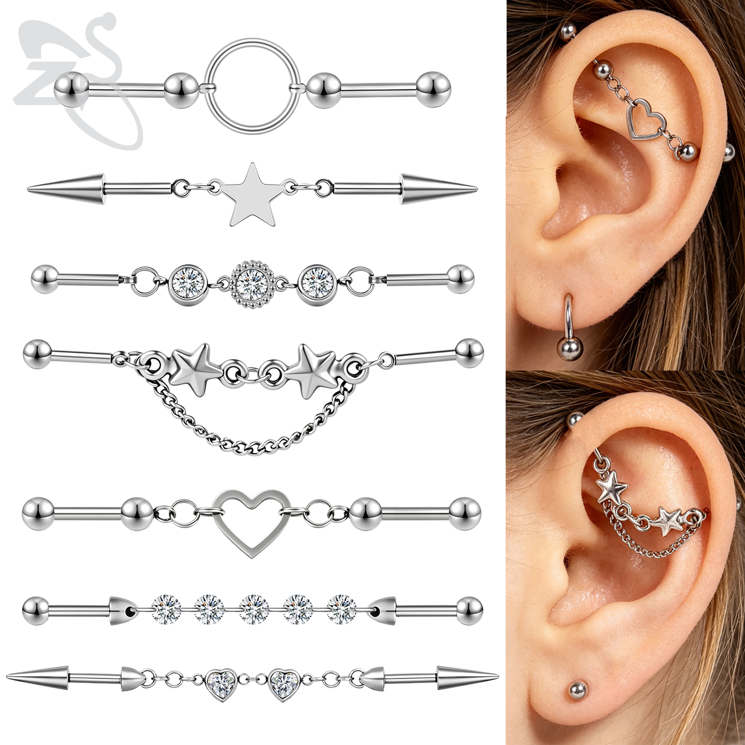 ZS 1 PC Punk Stainless Steel L - đánh giá và giá Industrial Barbell Long