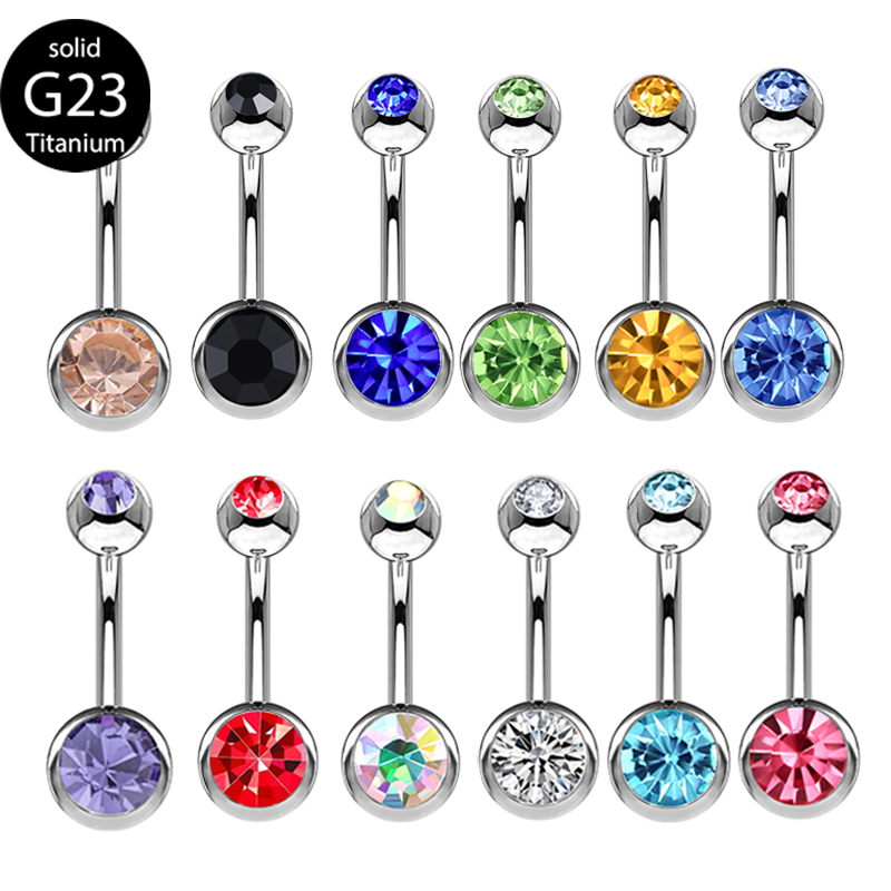 G23 Titanium Double Gem belly  - đánh giá và giá Body Piercing Quality Jewelry