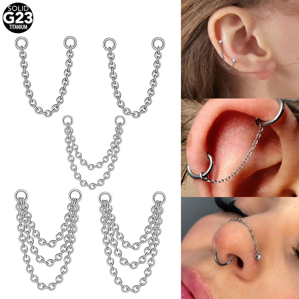1/5PCS Titanium Double Chain f - đánh giá và giá Body Jewelry Industrial