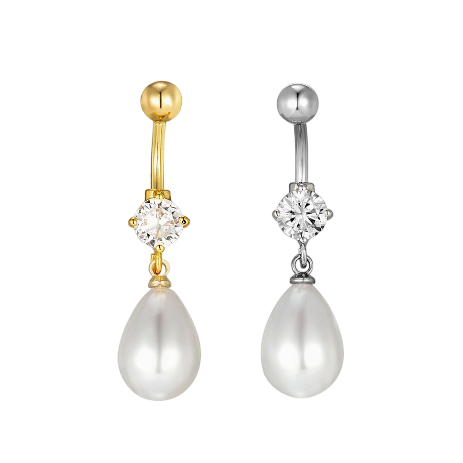 CZ Zircon Dangle Belly Button  - đánh giá và giá Belly Bar Titanium
